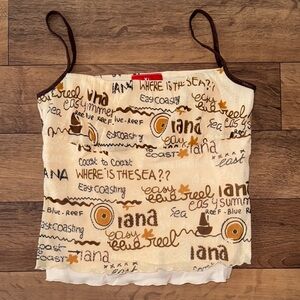 Vintage Y2K XI Size Medium Milkmaid Crop Tank Top Layer Lettuce Hem Made In USA